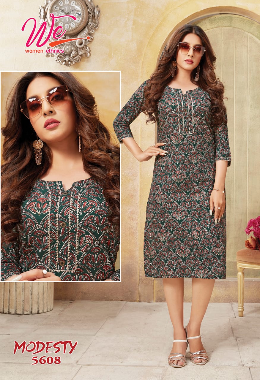 We Modesty Fancy Ethnic Wear Pure Cotton Printed Designer Kurti Collection
